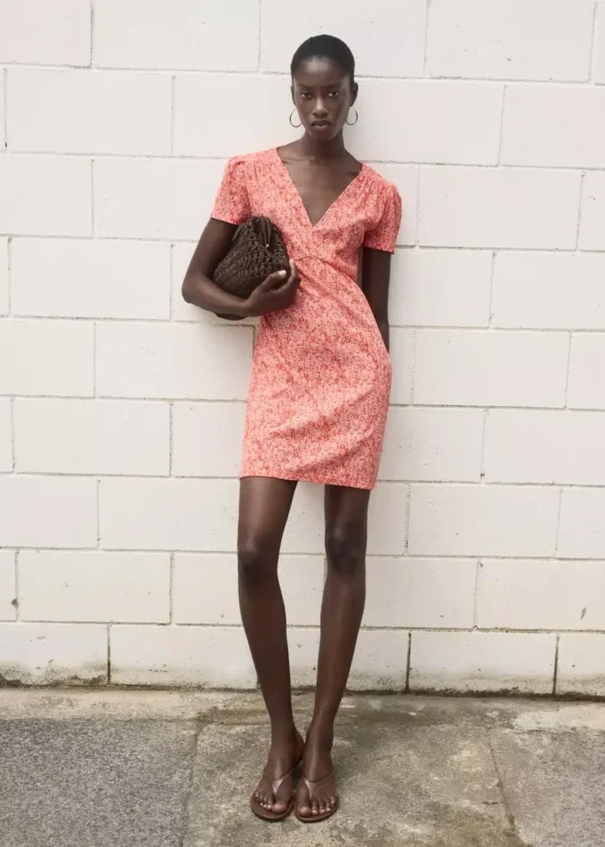 Robe imprimée à col en V Robe imprimée à col en V