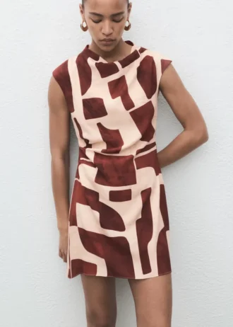 Robe imprimée à encolure drapée