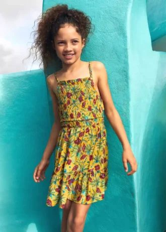 Robe imprimée froncée