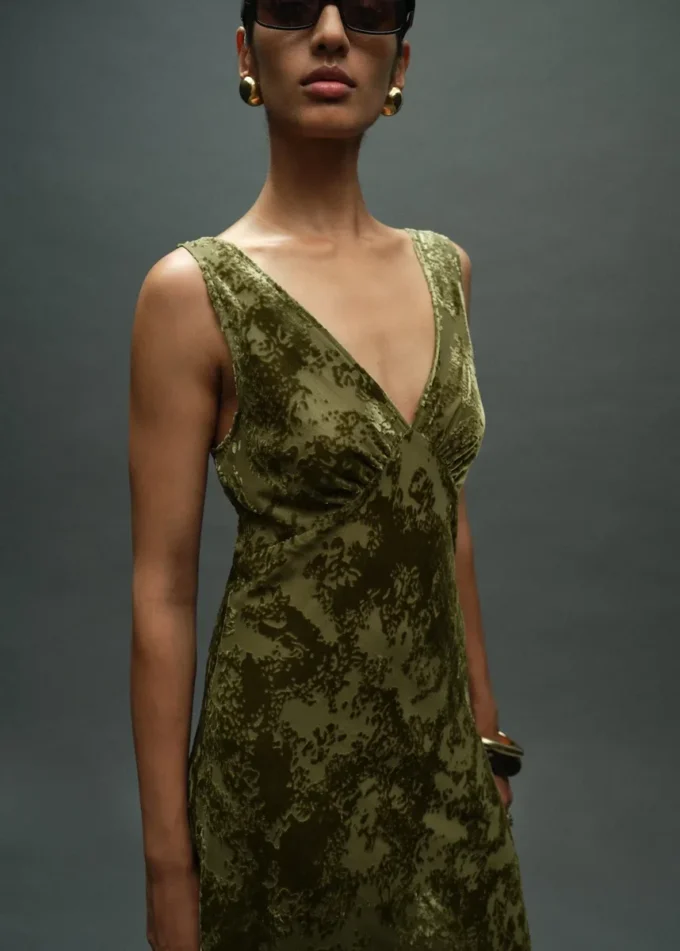 Robe jacquard à col en V Robe jacquard à col en V