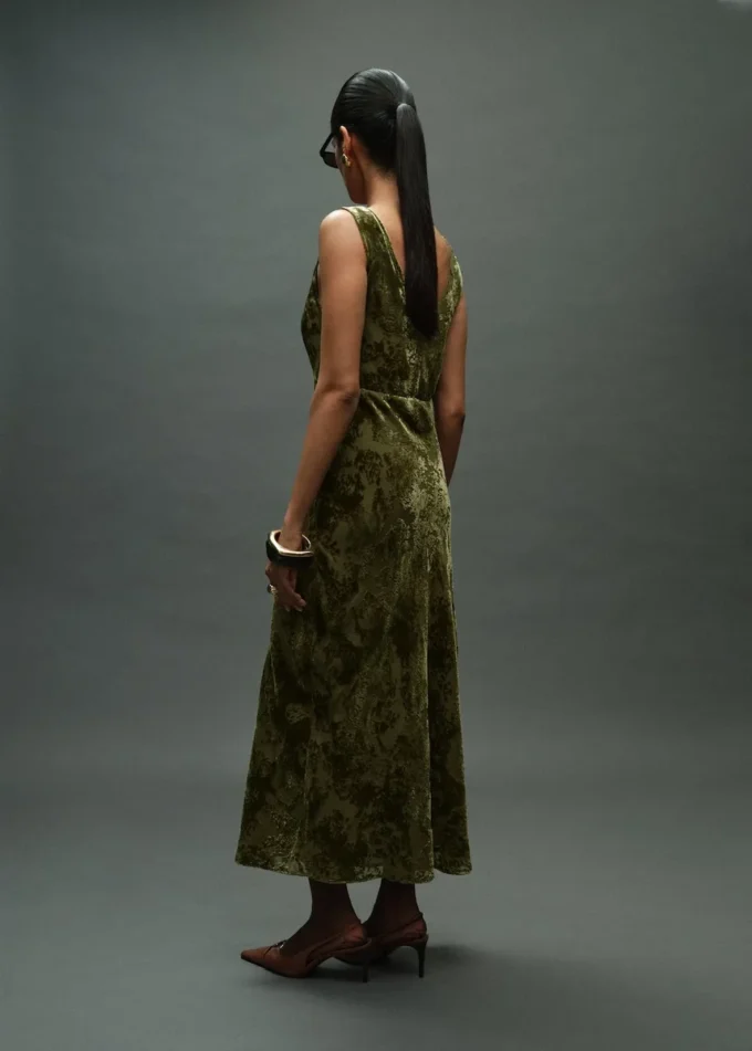 Robe jacquard à col en V Robe jacquard à col en V