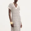 Robe longue en maille rayée Robe longue en maille rayée