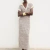 Robe longue en maille rayée Robe longue en maille rayée
