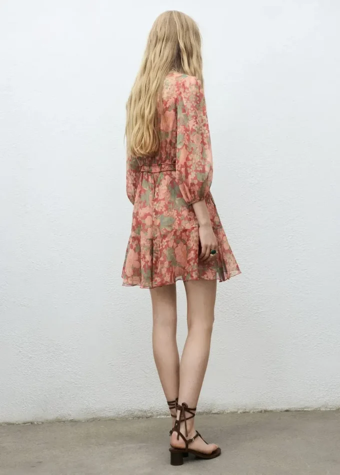 Robe à manches bouffantes et imprimé floral Robe à manches bouffantes et imprimé floral