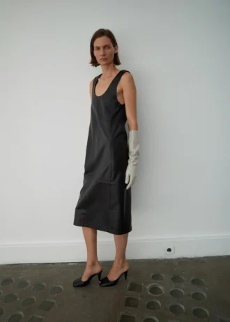 Robe midi 100 % cuir