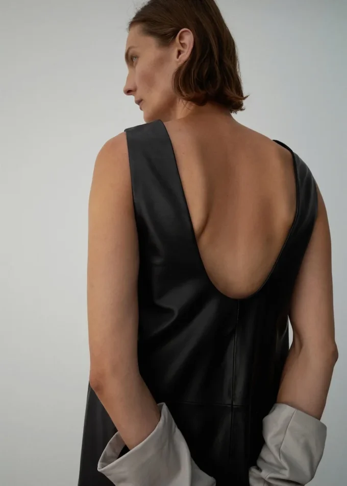 Robe midi 100 % cuir Robe midi 100 % cuir