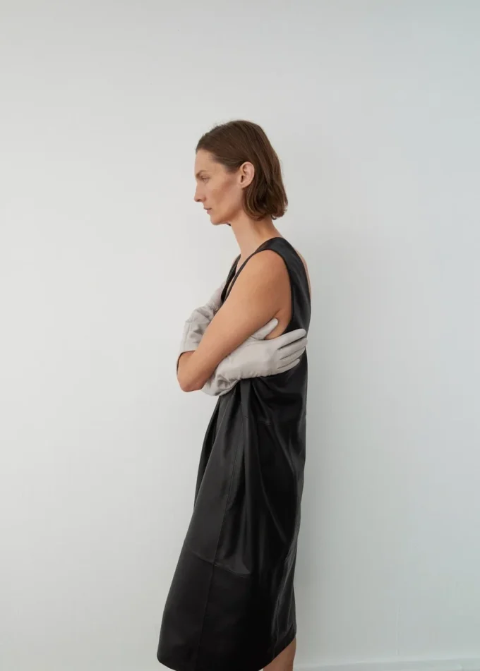 Robe midi 100 % cuir Robe midi 100 % cuir