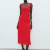 Robe midi à encolure volantée Robe midi à encolure volantée