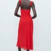 Robe midi à encolure volantée Robe midi à encolure volantée