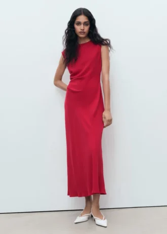 Robe midi froncée