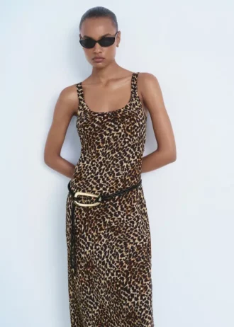 Robe midi léopard