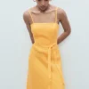 Robe à nœud en lin mélangé Robe à nœud en lin mélangé