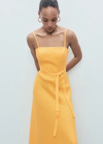 Robe à nœud en lin mélangé