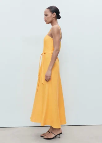 Robe à nœud en lin mélangé
