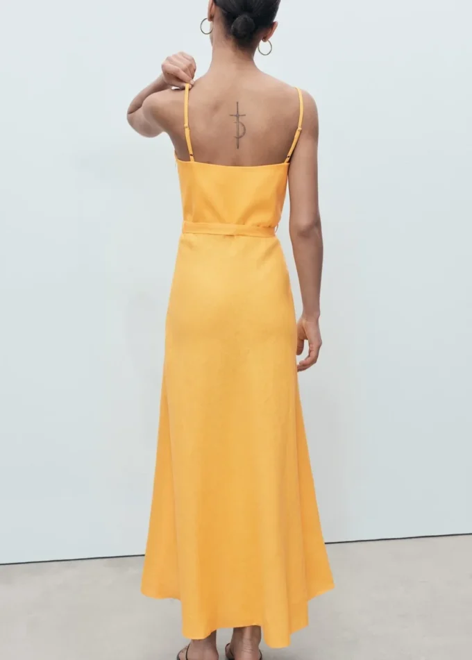 Robe à nœud en lin mélangé Robe à nœud en lin mélangé