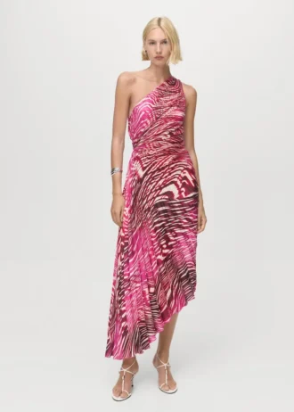 Robe plissée asymétrique avec ouverture