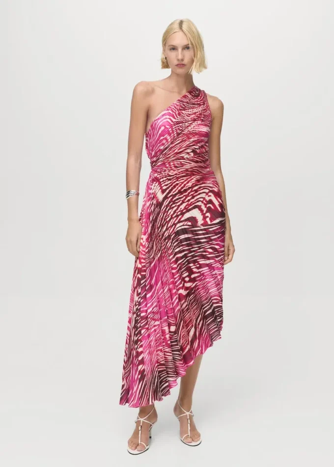 Robe plissée asymétrique avec ouverture Robe plissée asymétrique avec ouverture