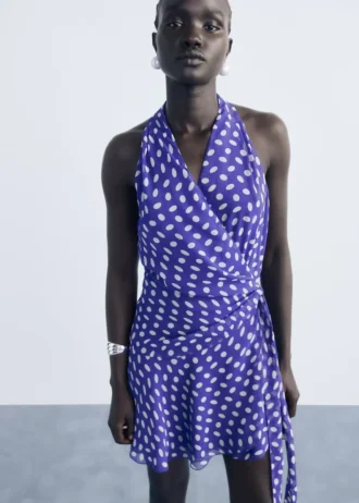 Robe portefeuille à pois