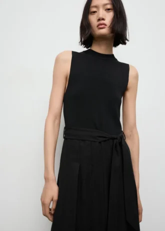 Robe tissée combinée avec ceinture