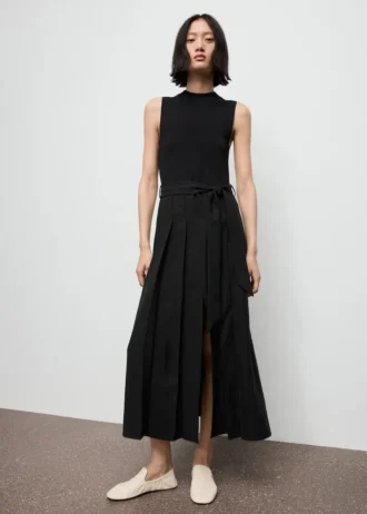 Robe tissée combinée avec ceinture