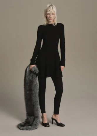 Robe trapèze en maille côtelée