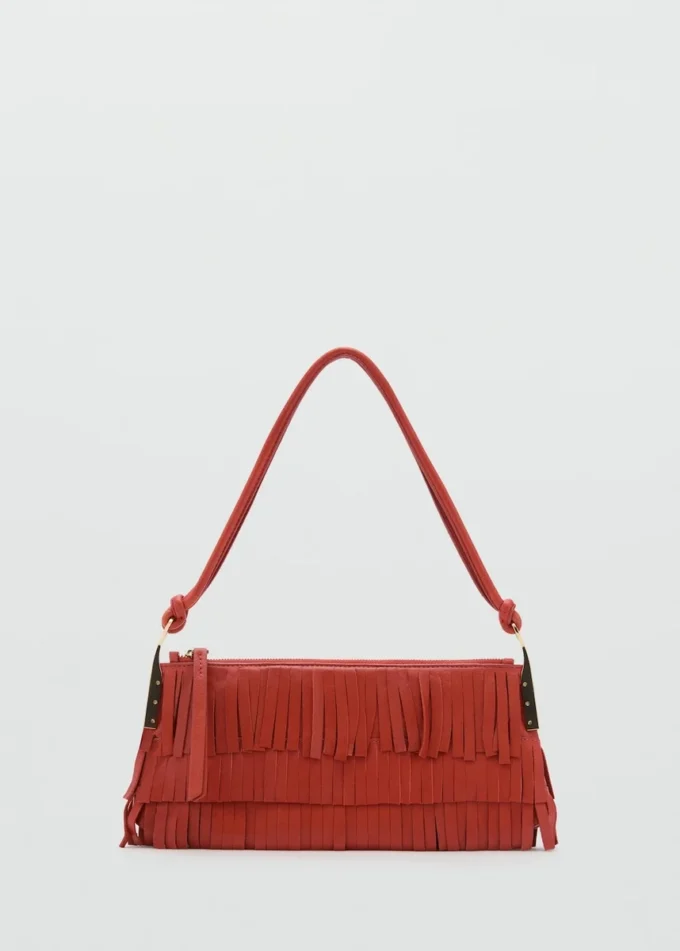 Sac à bandoulière en cuir avec franges Sac à bandoulière en cuir avec franges