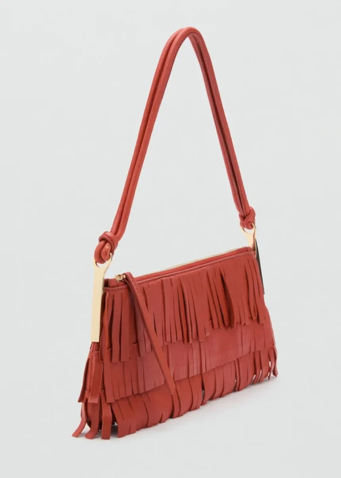 Sac à bandoulière en cuir avec franges Sac à bandoulière en cuir avec franges