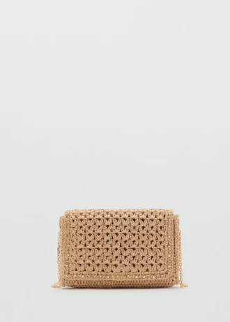 Sac à bandoulière en fibres naturelles avec clous Sac à bandoulière en fibres naturelles avec clous