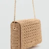 Sac à bandoulière en fibres naturelles avec clous Sac à bandoulière en fibres naturelles avec clous