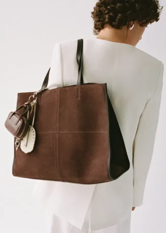 Sac cabas en cuir suédé