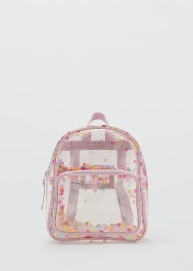 Sac à dos transparent à confettis Sac à dos transparent à confettis