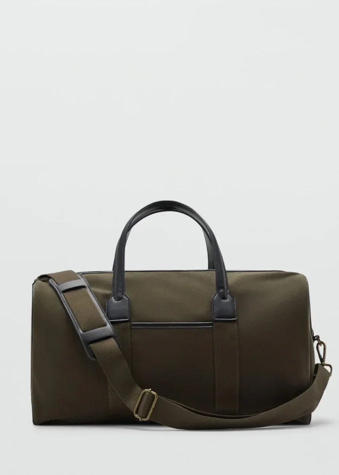 Sac à main bowling en cuir et coton Sac à main bowling en cuir et coton