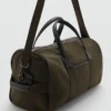 Sac à main bowling en cuir et coton Sac à main bowling en cuir et coton