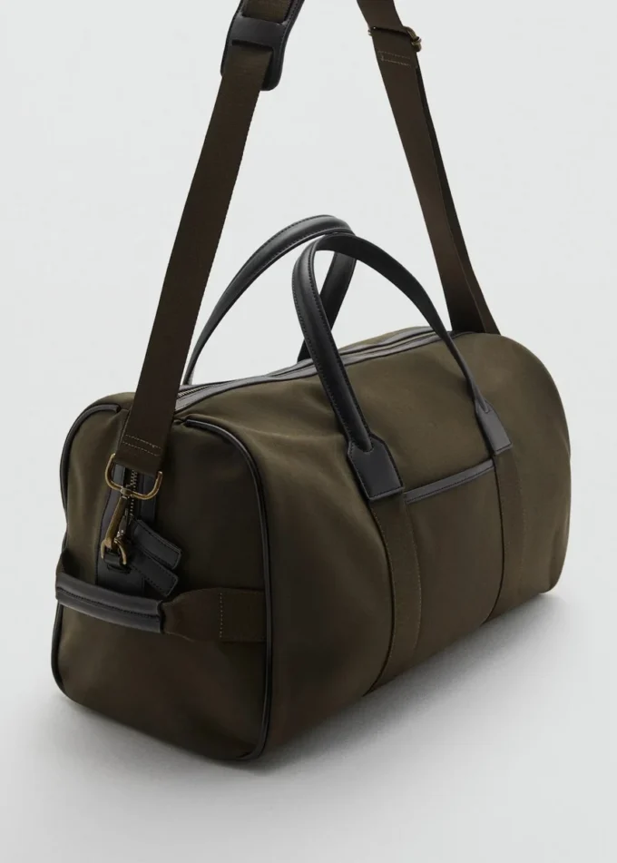 Sac à main bowling en cuir et coton Sac à main bowling en cuir et coton