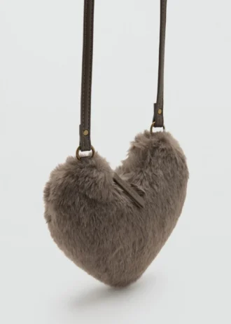 Sac à main en fausse fourrure en forme de cœur