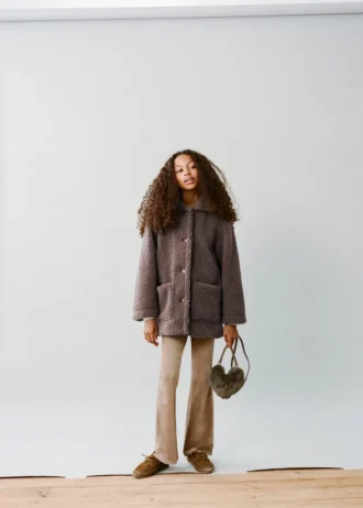 Manteau effet peau lainée
