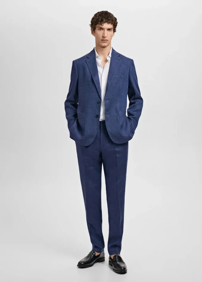 Salerno Pantalon de costume slim 100 % lin Salerno Pantalon de costume slim 100 % lin