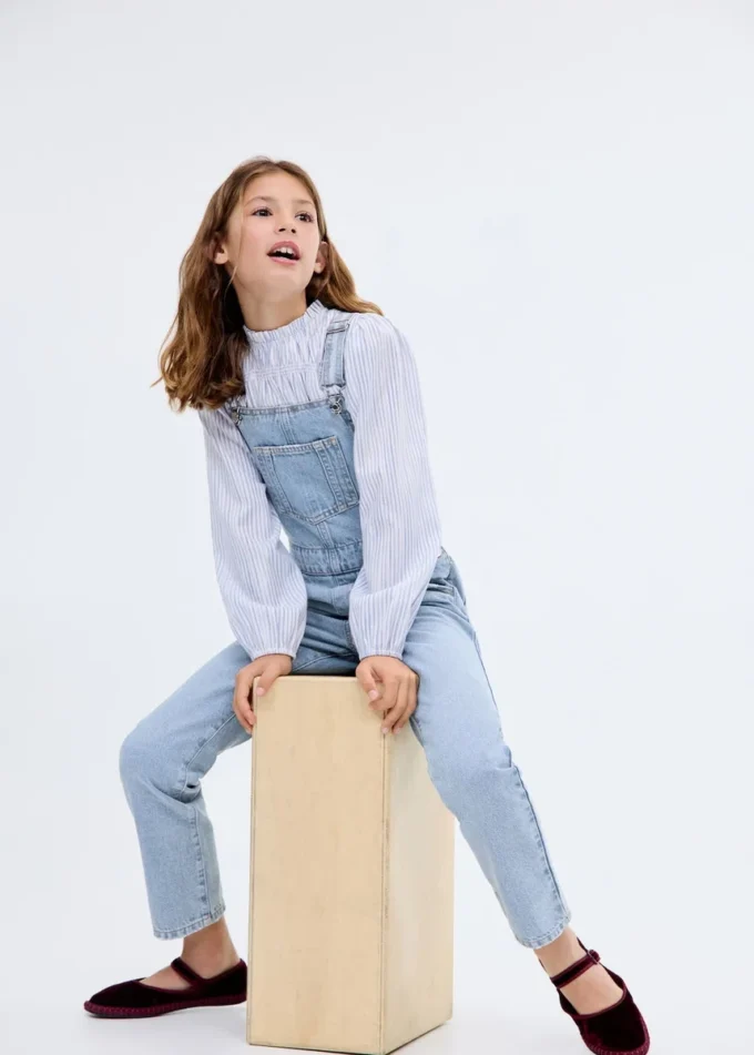 Salopettes longues en denim Salopettes longues en denim