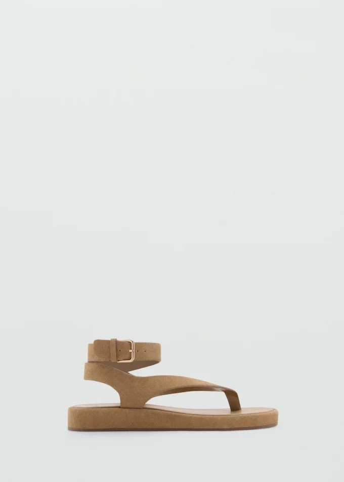 Sandales en cuir refendu avec boucle Sandales en cuir refendu avec boucle