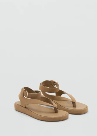 Sandales en cuir refendu avec boucle