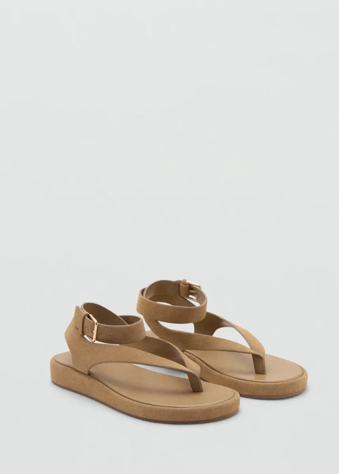 Sandales en cuir refendu avec boucle Sandales en cuir refendu avec boucle