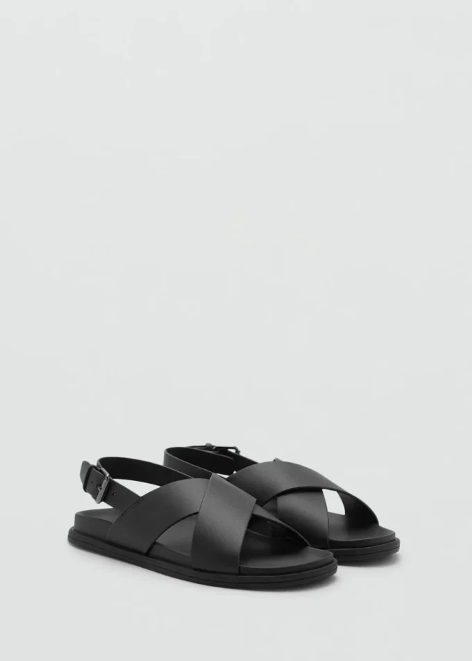Sandales à lanières croisées 100 % cuir