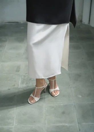 Sandales à talons en cuir avec lanières