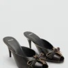 Sandales à talons hauts en cuir avec nœud Sandales à talons hauts en cuir avec nœud