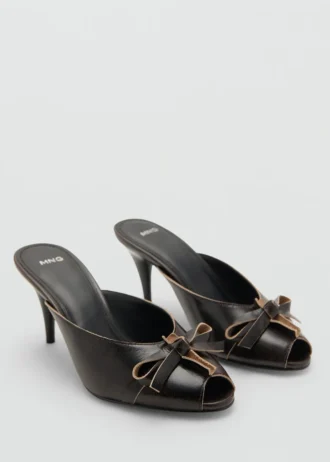 Sandales à talons hauts en cuir avec nœud