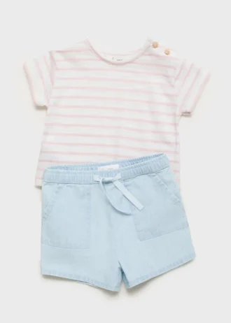 Short en coton effet denim