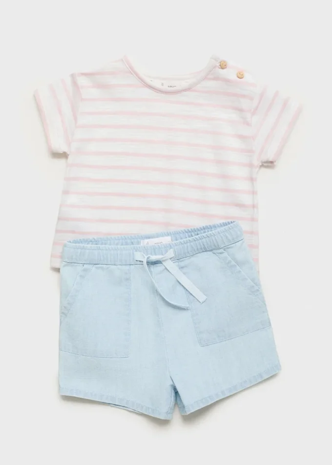 Short en coton effet denim Short en coton effet denim