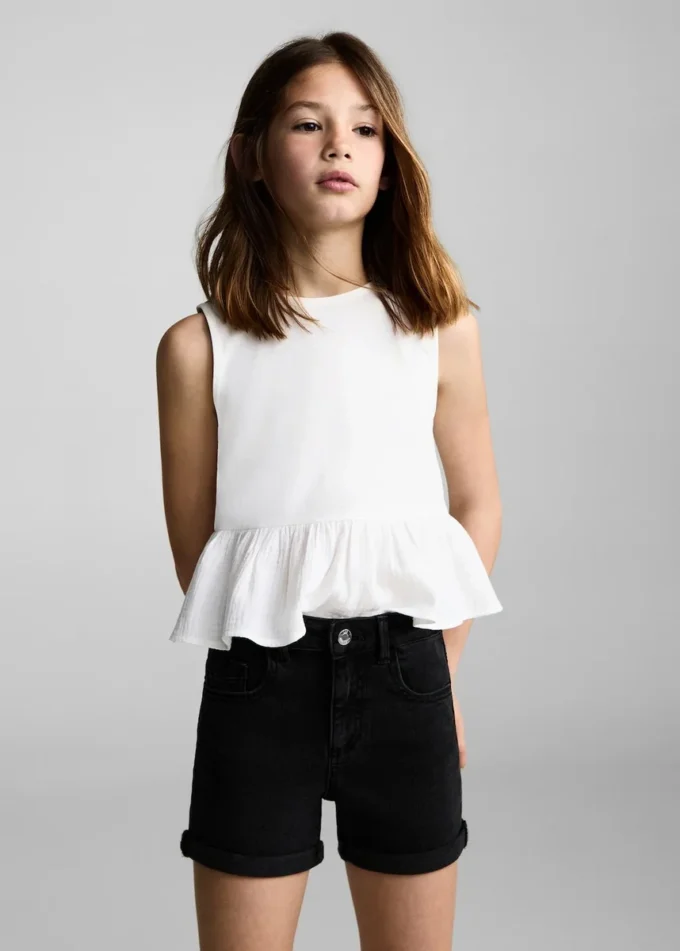 Short en denim coupe droite Short en denim coupe droite