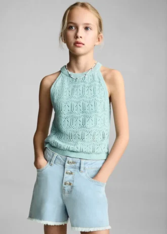 Short en denim à ourlet effiloché