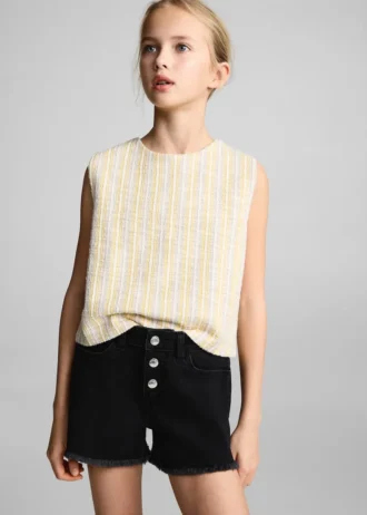 Short en denim à ourlet effiloché
